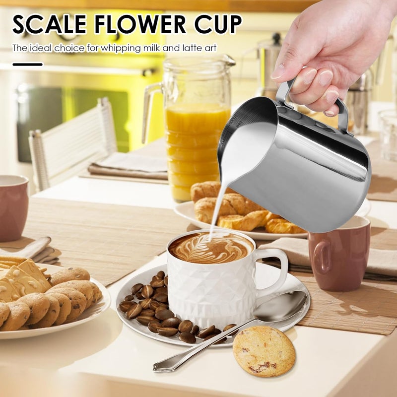 TMWEFUSC 900ml Stainless Steel Milk Frothing Pitcher with Measurement Marks, 32oz Steaming Pitcher for Coffee, Cappuccino, Latte Art Milk Jug Cup for Home & Professional Use (1) - Image 5